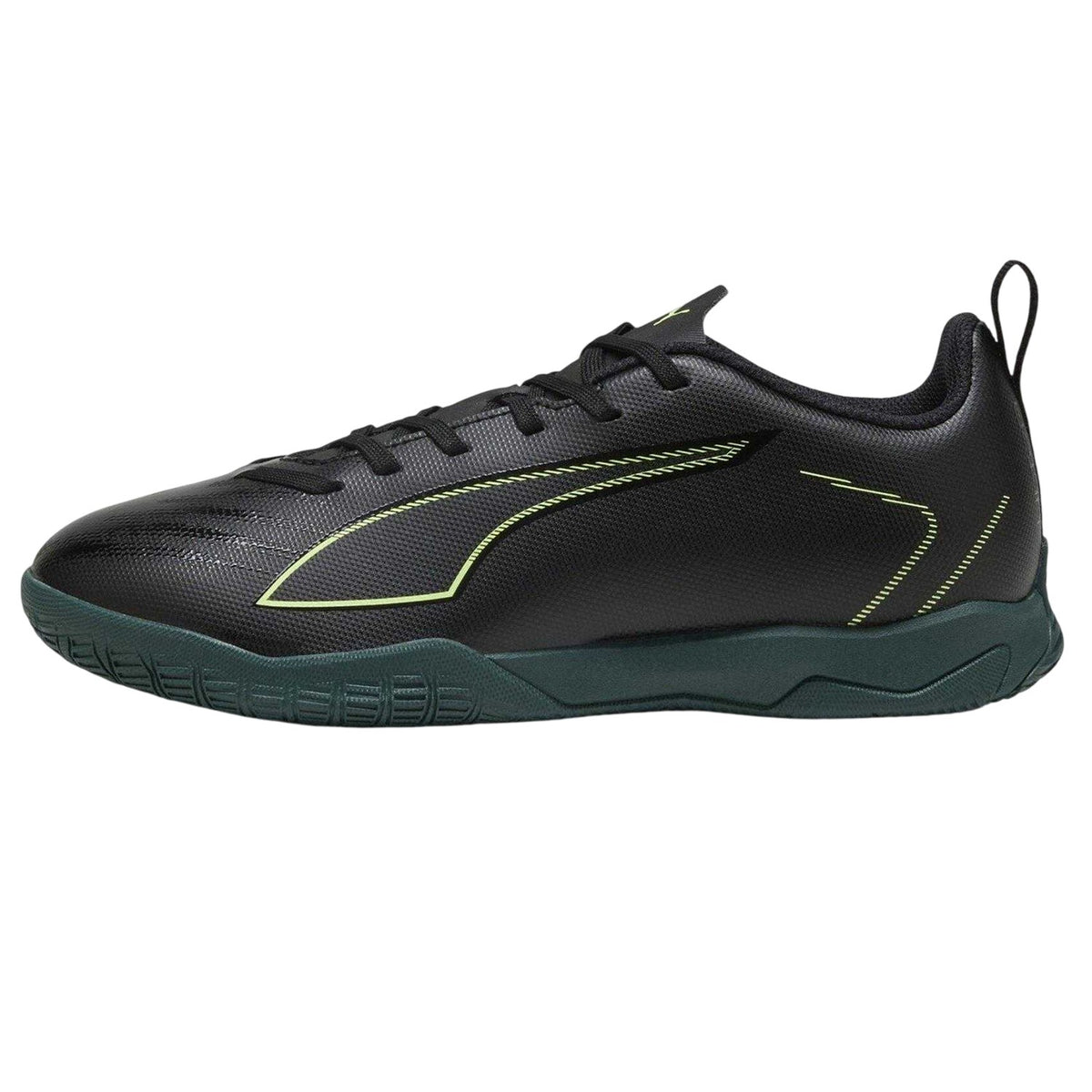 Black-Green - Side - Puma Childrens-Kids Ultra 6 Play Indoor Football Shoes