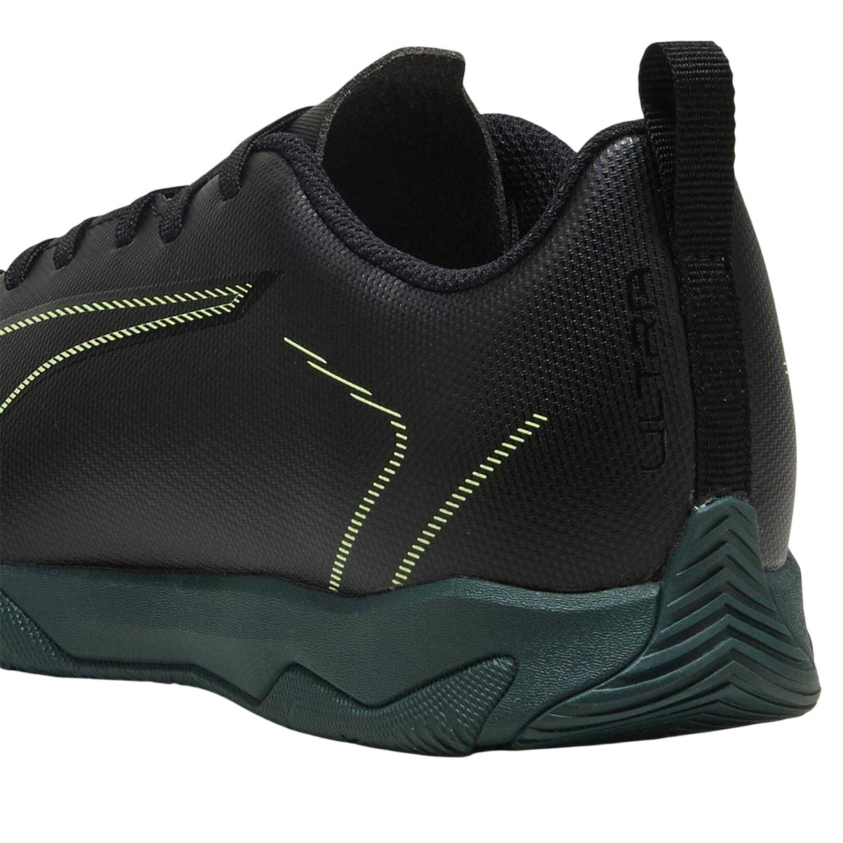 Black-Green - Close up - Puma Childrens-Kids Ultra 6 Play Indoor Football Shoes