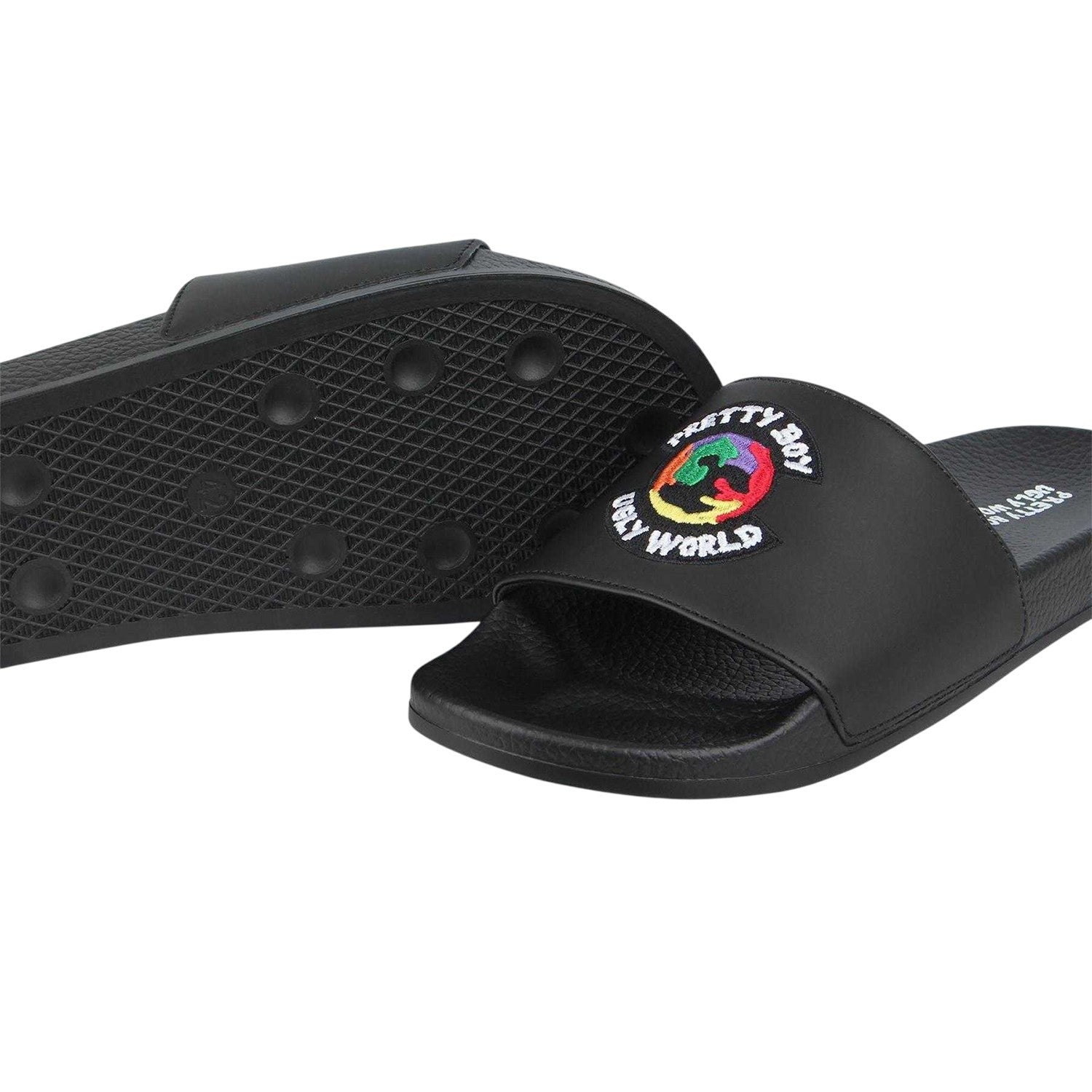 Black - Lifestyle - Pretty Boy Ugly World Mens Wide Strap Sliders