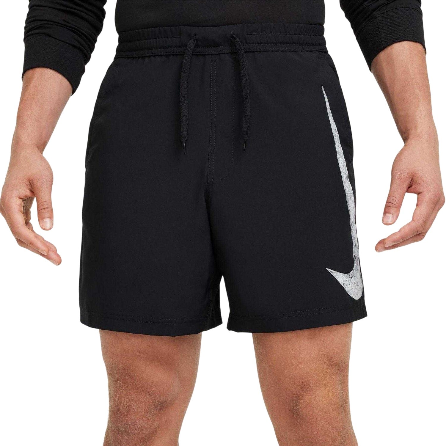 Black-White - Front - Nike Mens DF Form Swoosh Running Shorts