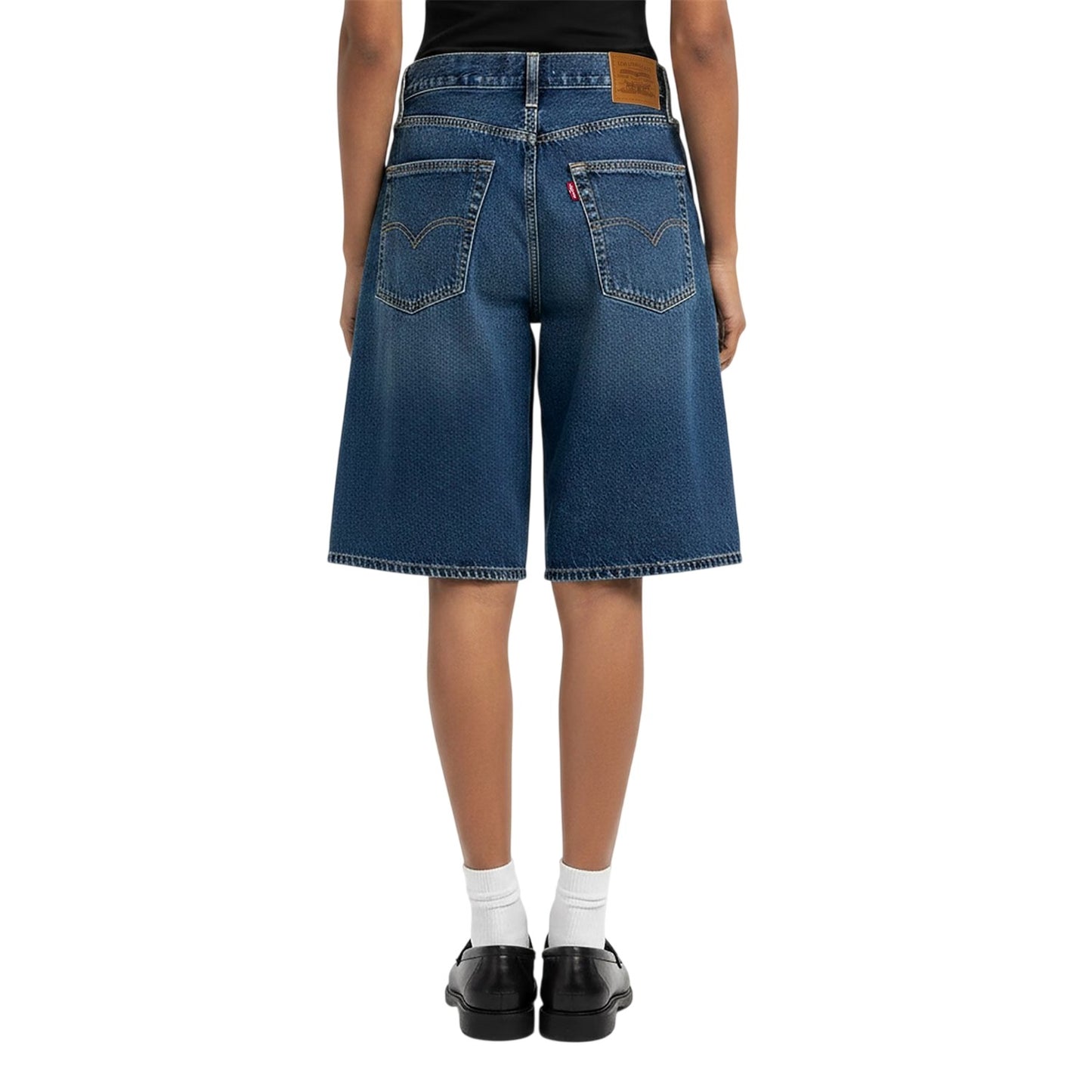 Hinged Heart - Pack Shot - Levis Womens-Ladies Dad Denim Baggy Shorts