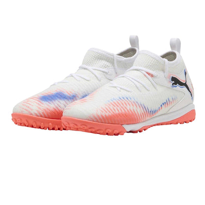 White-Black-Glowing Red - Pack Shot - Puma Childrens-Kids Future 8 Match Astro Turf Trainers