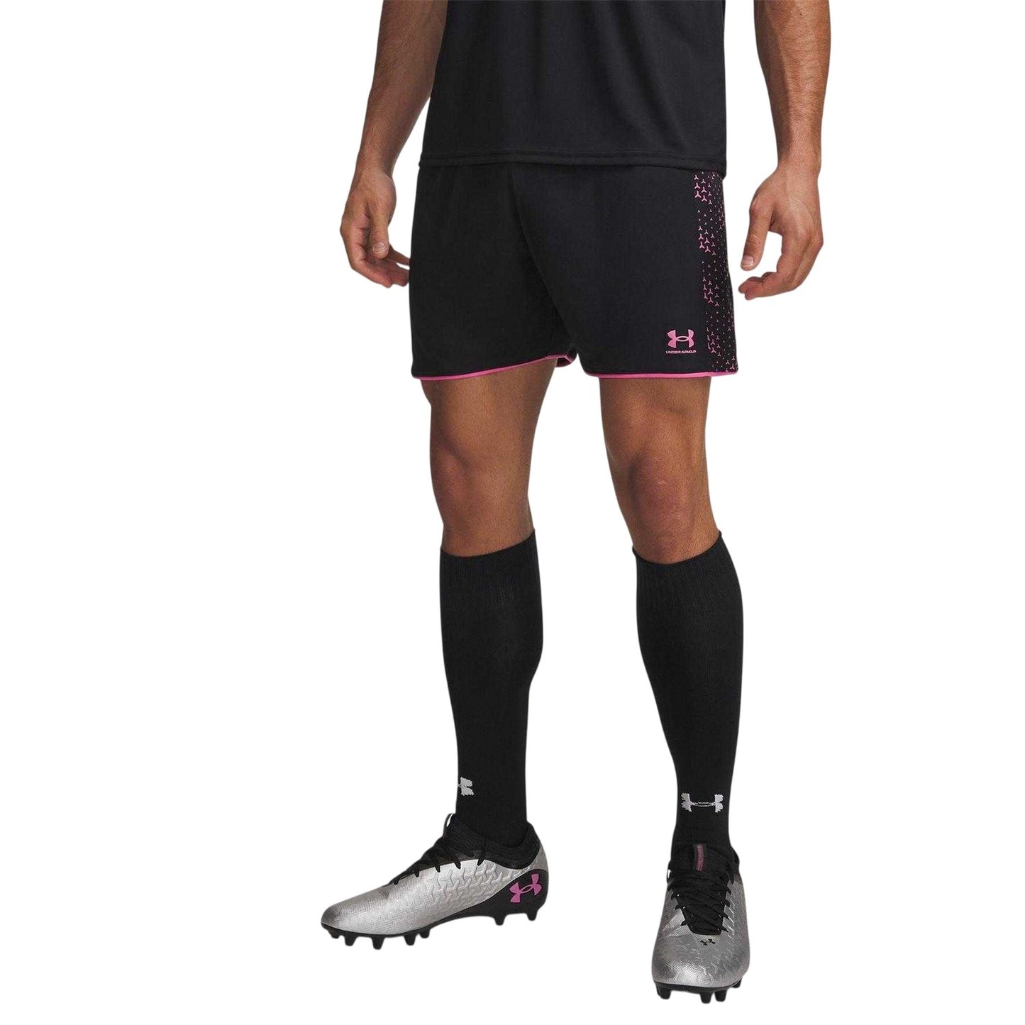 Black-Pink - Front - Under Armour Mens Challenger Novelty Football Shorts