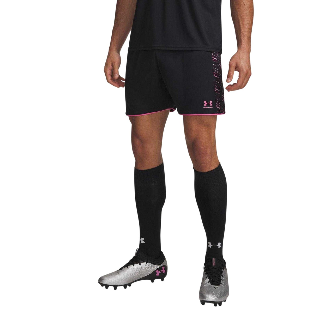Black-Pink - Front - Under Armour Mens Challenger Novelty Football Shorts