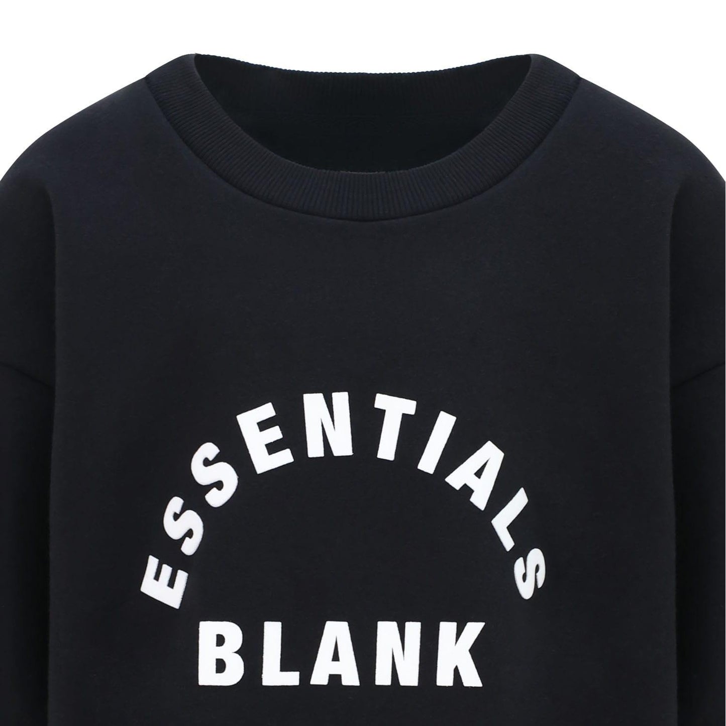 Black - Side - Blank Essentials Boys Crew Neck Sweatshirt