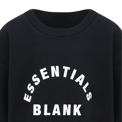 Black - Side - Blank Essentials Boys Crew Neck Sweatshirt