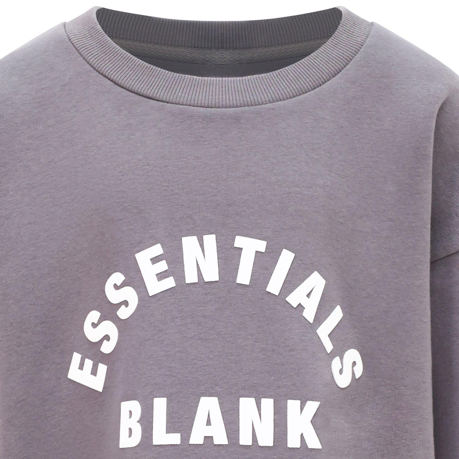 Grey - Side - Blank Essentials Boys Crew Neck Sweatshirt