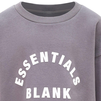 Grey - Side - Blank Essentials Boys Crew Neck Sweatshirt