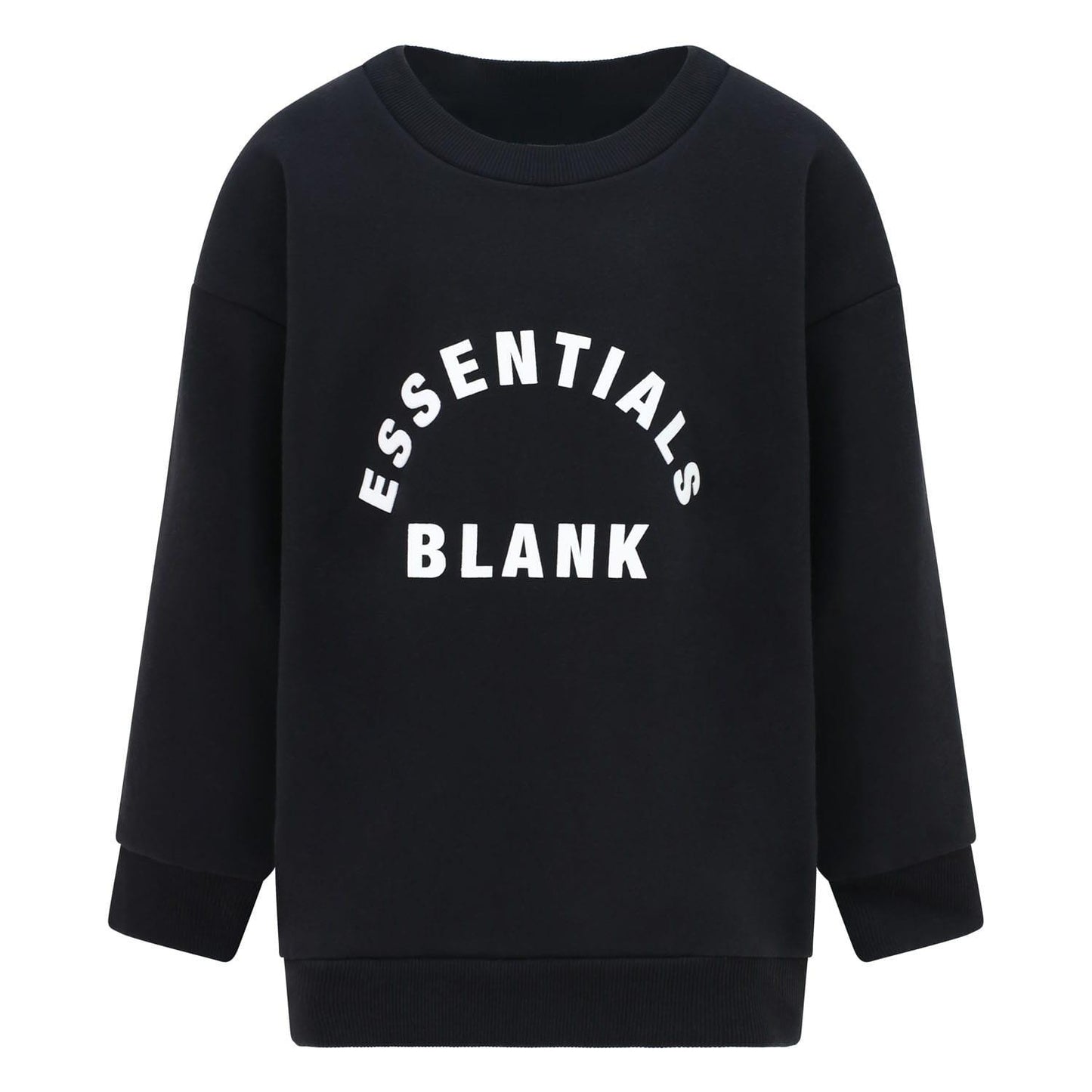 Black - Front - Blank Essentials Boys Crew Neck Sweatshirt