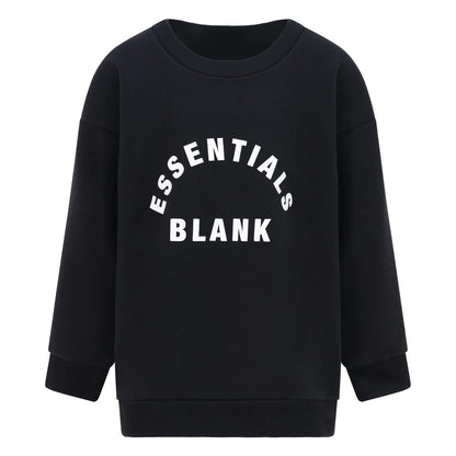 Black - Front - Blank Essentials Boys Crew Neck Sweatshirt