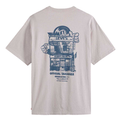 Cloud Grey - Back - Levis Mens Music City Short-Sleeved T-Shirt