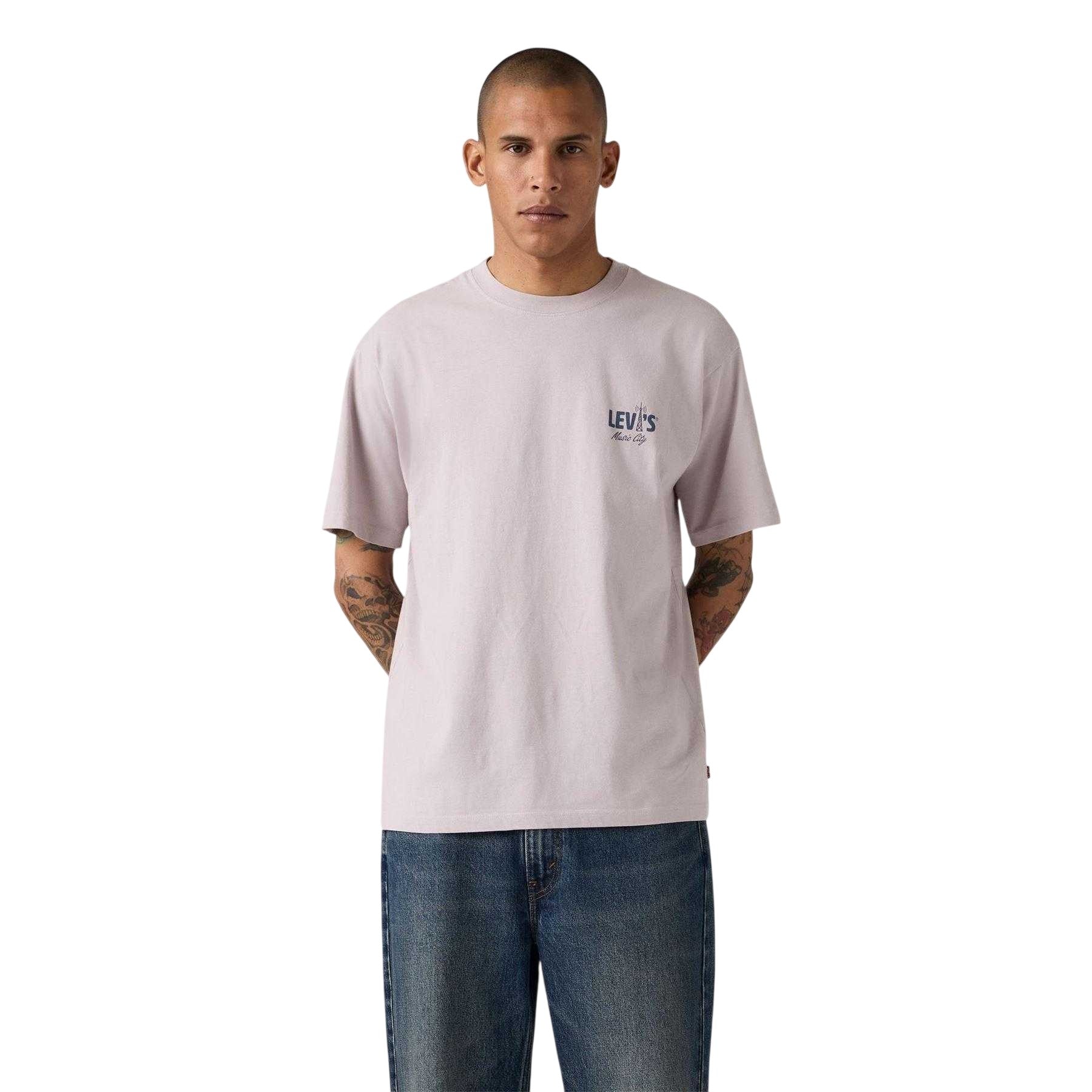Cloud Grey - Lifestyle - Levis Mens Music City Short-Sleeved T-Shirt