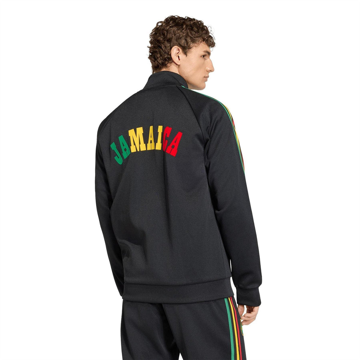 Black-Yellow - Back - Adidas Mens 2026 Jamaica Regular Tracksuit Top