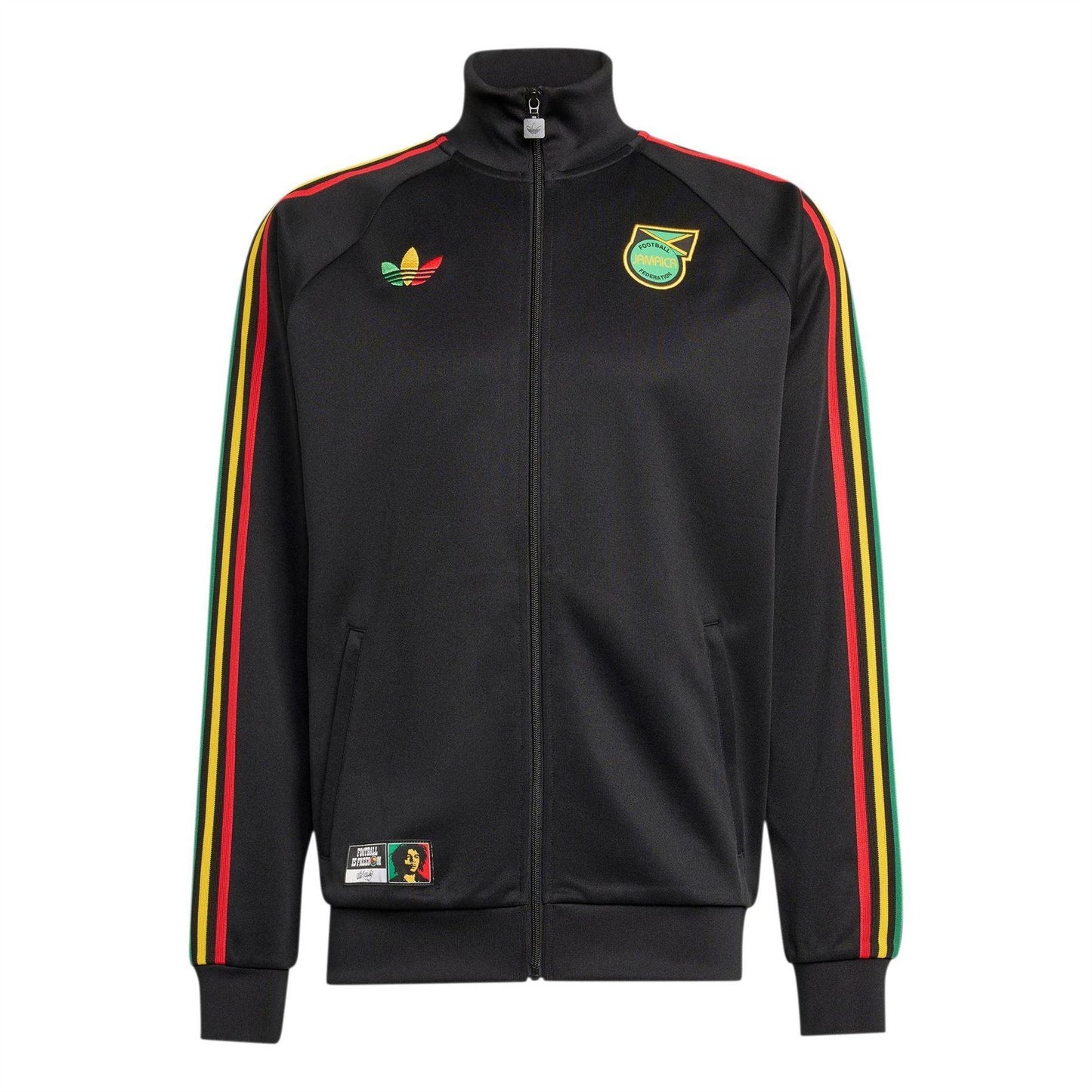 Black-Yellow - Front - Adidas Mens 2026 Jamaica Regular Tracksuit Top
