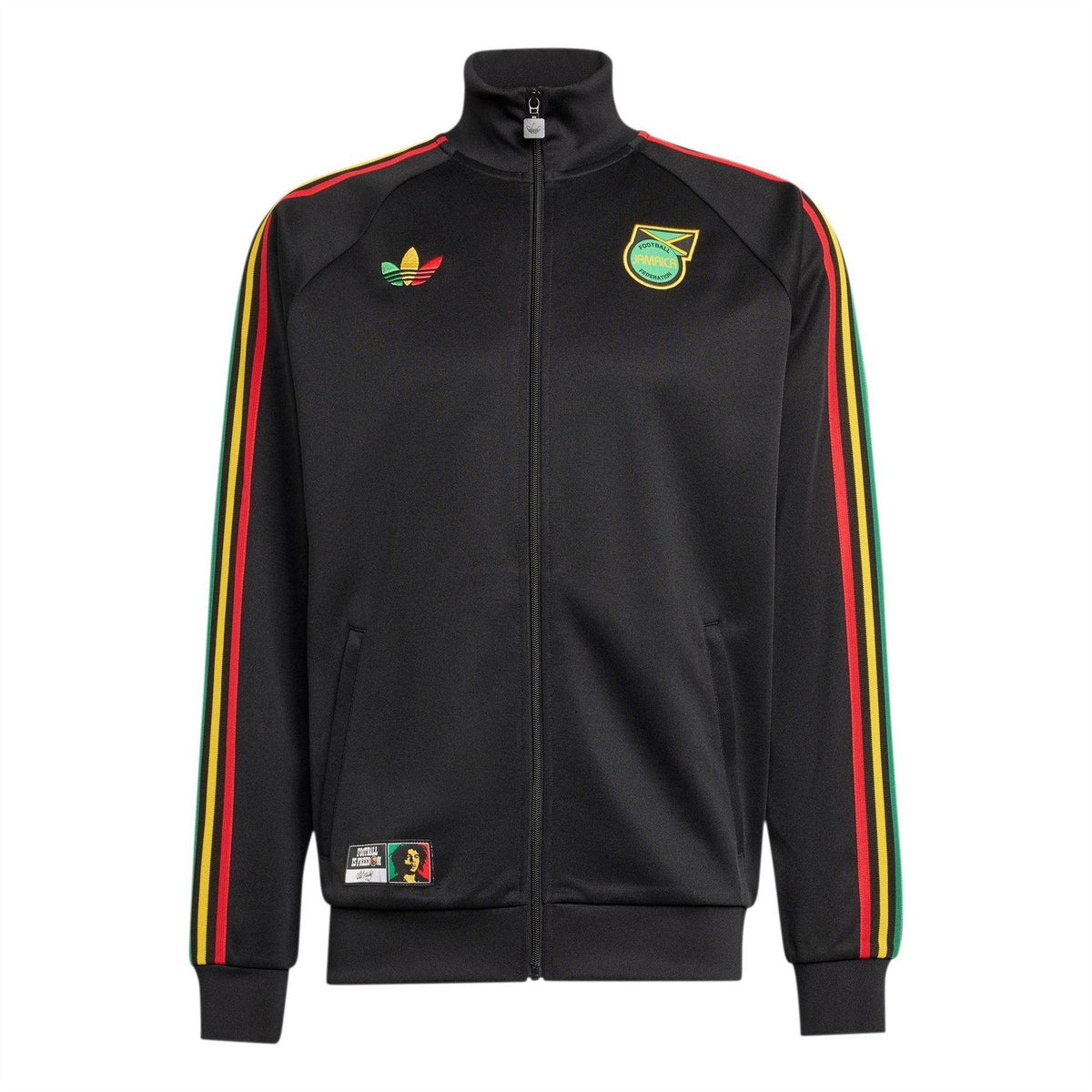Black-Yellow - Front - Adidas Mens 2026 Jamaica Regular Tracksuit Top