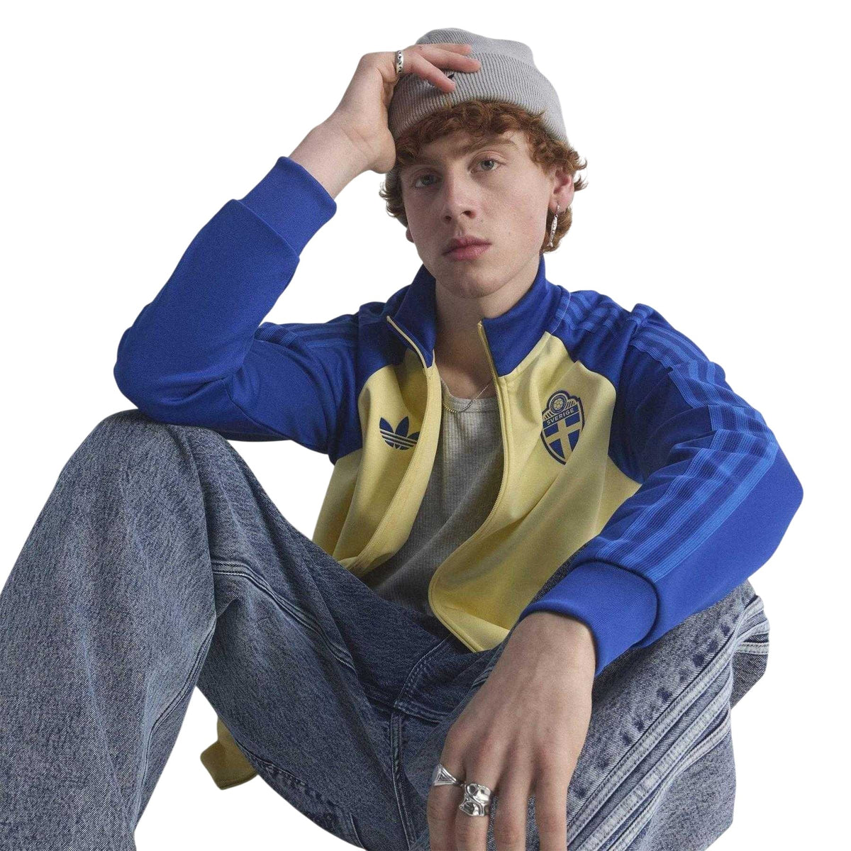 Yellow-Blue - Side - Adidas Mens World Cup Sweden Relaxed Fit Track Top