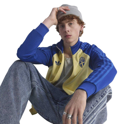 Yellow-Blue - Side - Adidas Mens World Cup Sweden Relaxed Fit Track Top