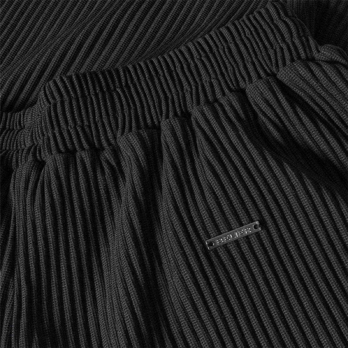 Black - Side - Belier Mens Pleated Shorts