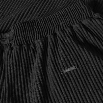 Black - Side - Belier Mens Pleated Shorts