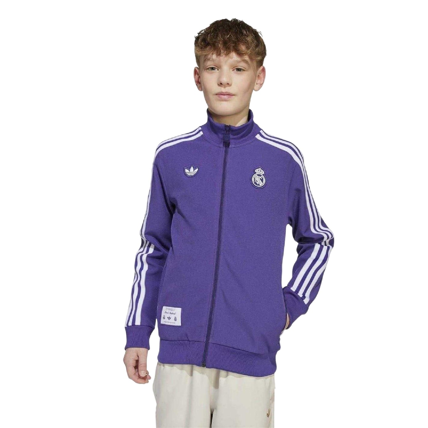 Purple - Side - Adidas Childrens-Kids Icon Real Madrid CF Full Zip Tracksuit Top