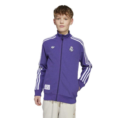 Purple - Side - Adidas Childrens-Kids Icon Real Madrid CF Full Zip Tracksuit Top