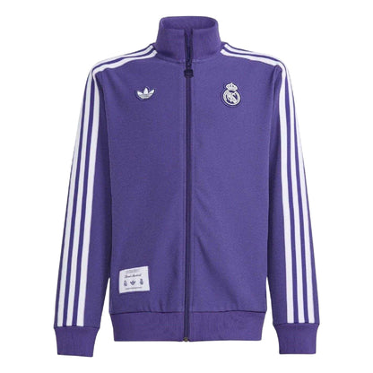 Purple - Front - Adidas Childrens-Kids Icon Real Madrid CF Full Zip Tracksuit Top
