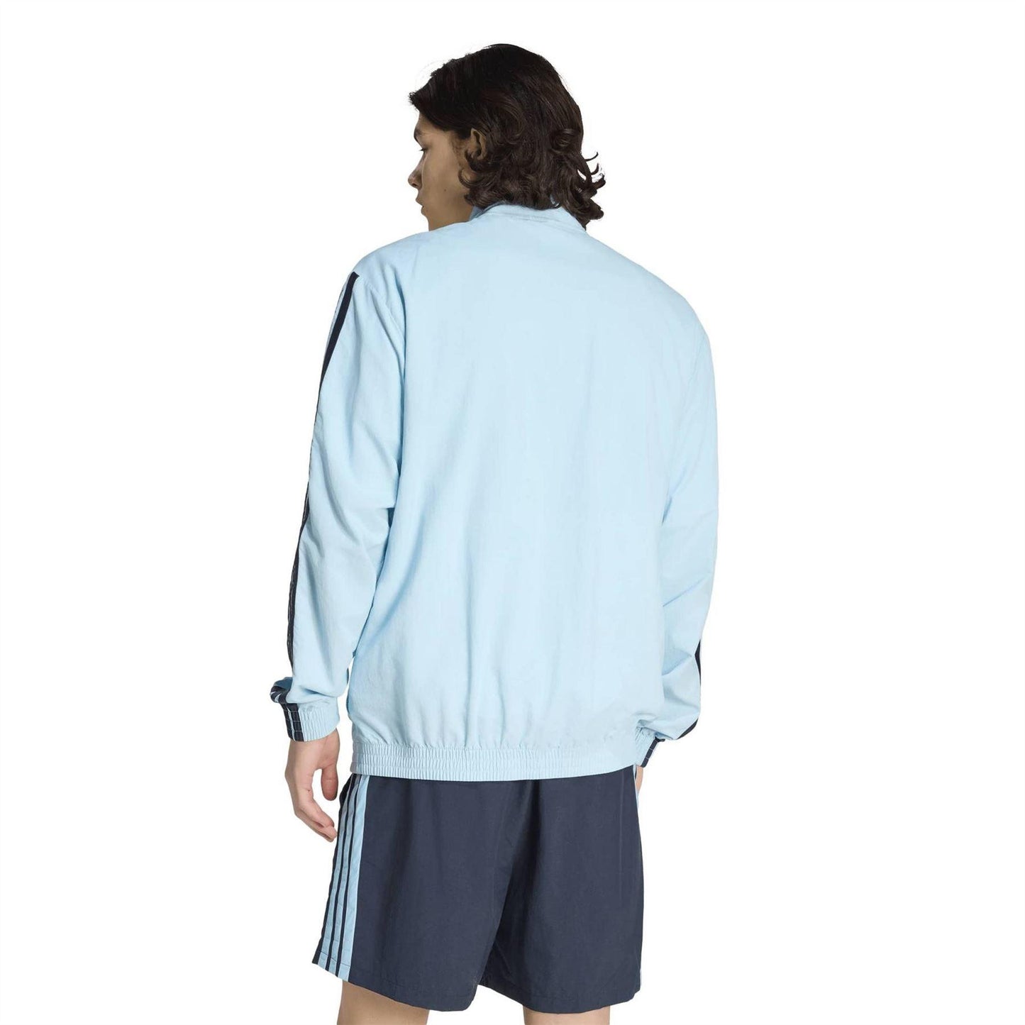 Ice Blue-Night - Back - Adidas Mens Stripes Tracksuit Top