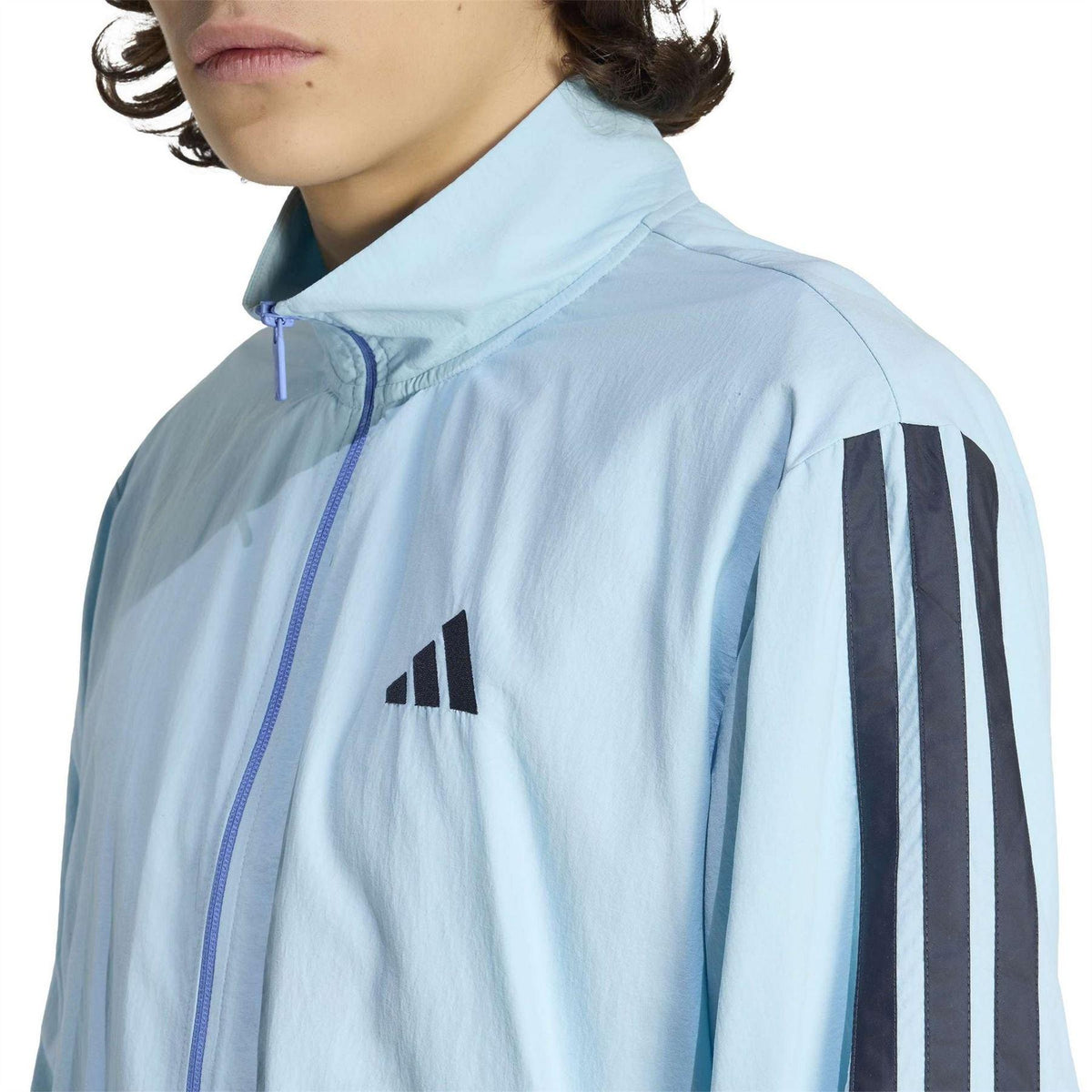 Ice Blue-Night - Side - Adidas Mens Stripes Tracksuit Top