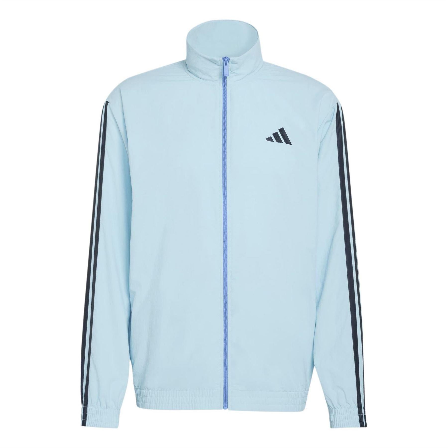 Ice Blue-Night - Front - Adidas Mens Stripes Tracksuit Top