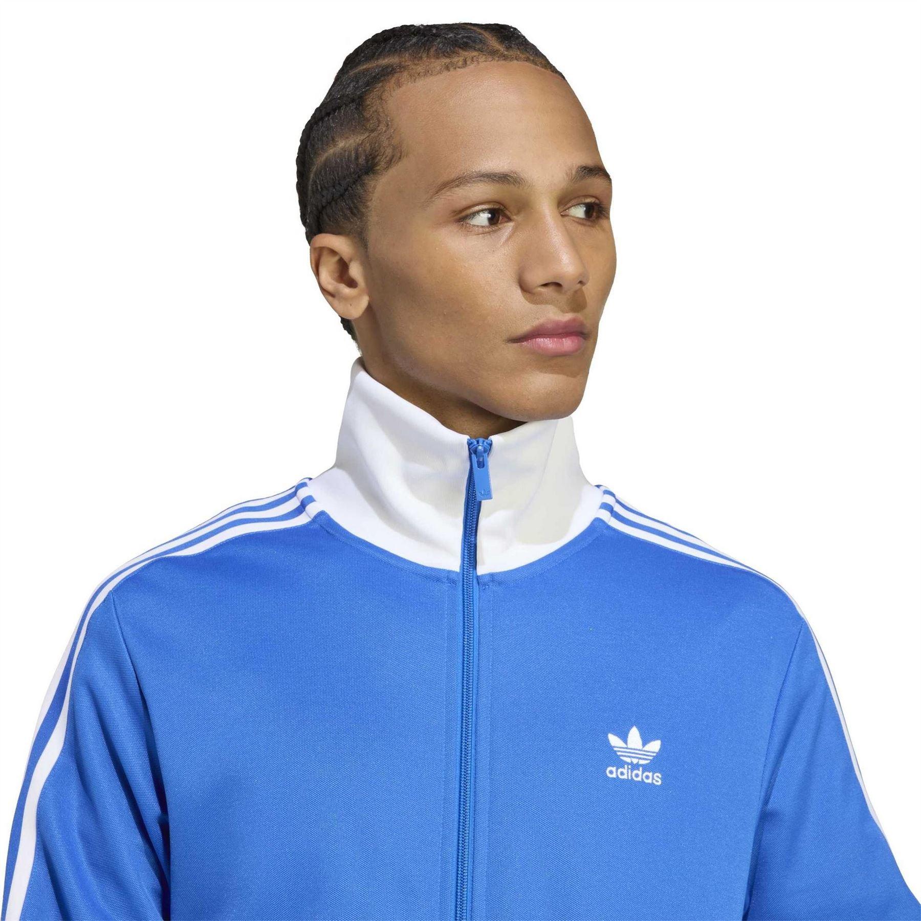 Blue-White - Side - Adidas Mens Adicolor Classics Embroidered Slim Track Top