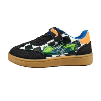 Black - Side - Hot Wheels Childrens-Kids Suede Trainers