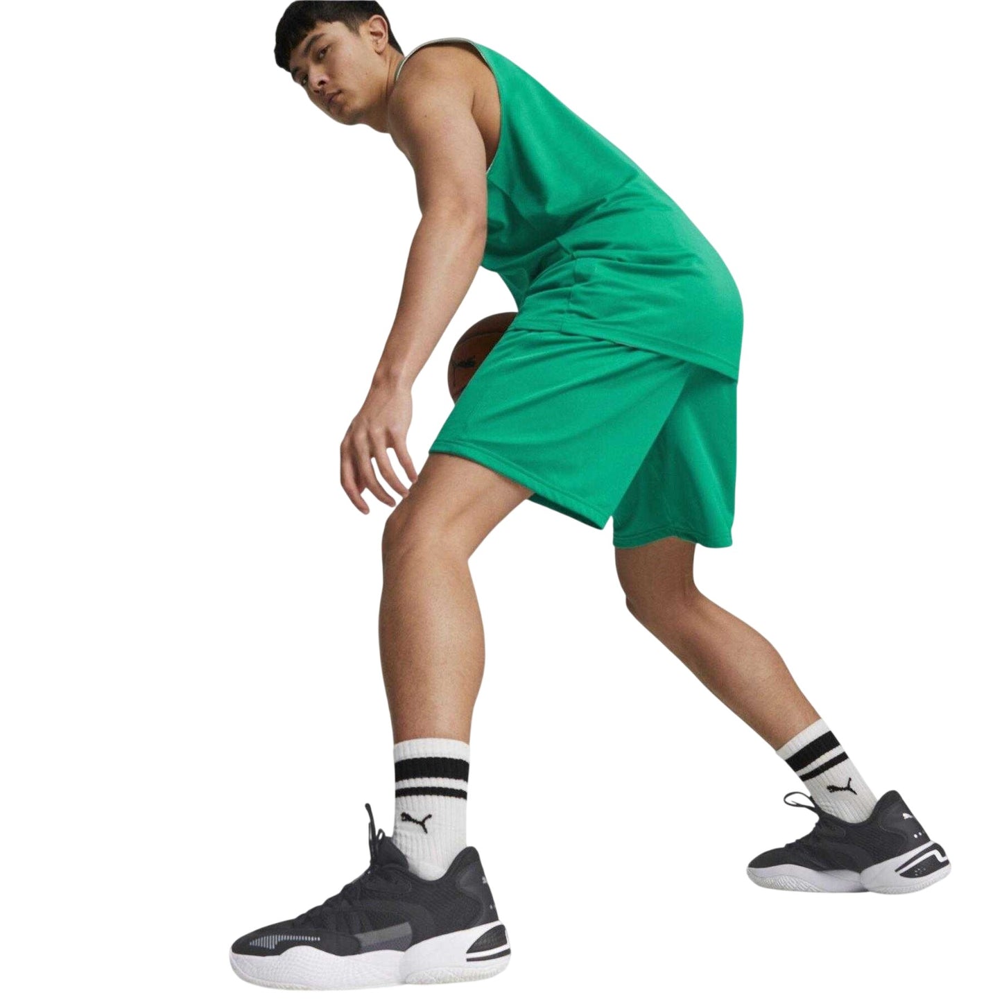 Pepper Green - Pack Shot - Puma Mens Team Basketball Shorts
