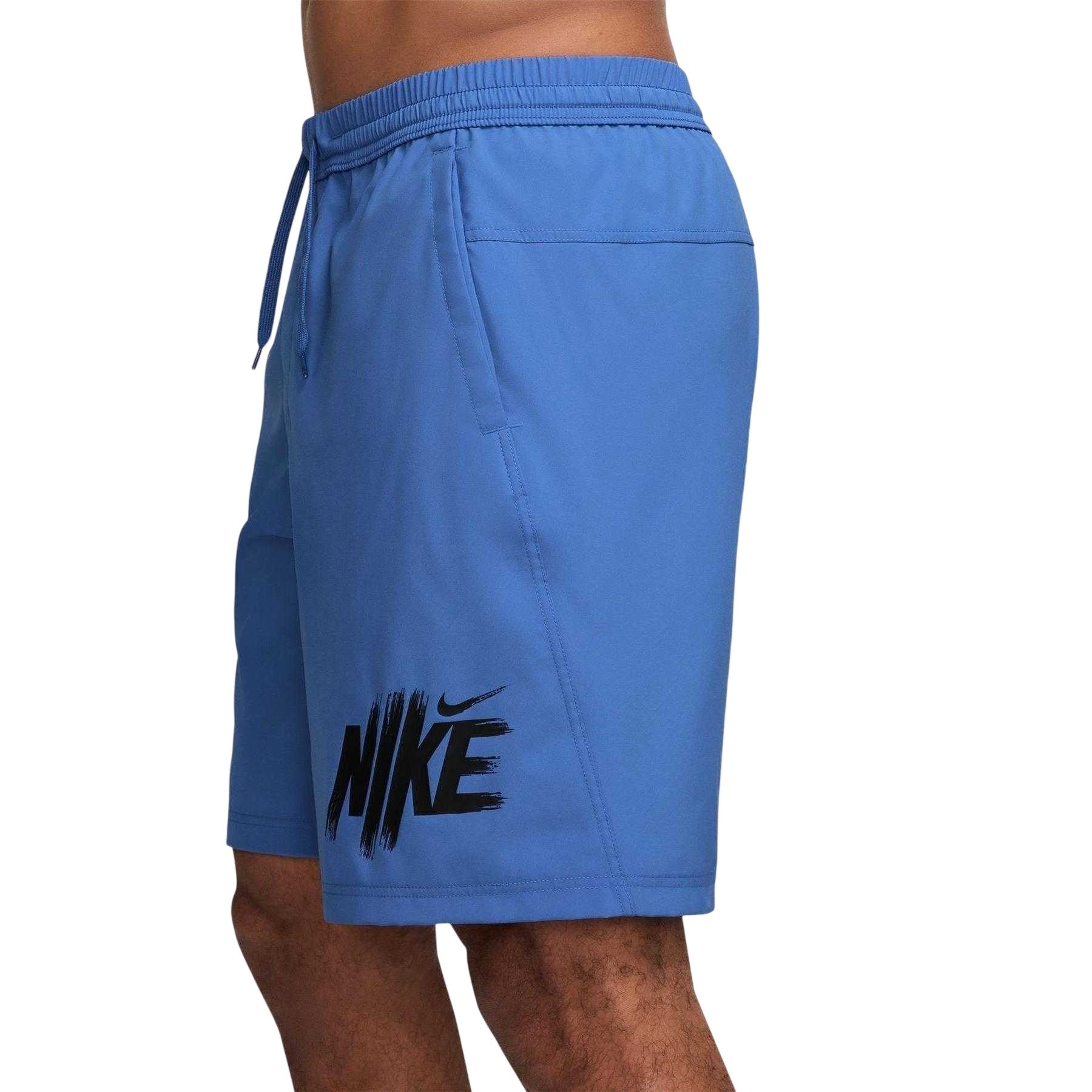 Blue-Black - Side - Nike Mens Dri-FIT Graphic Print Shorts