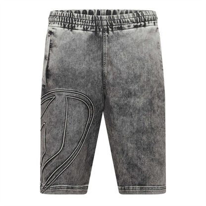 Black-Grey - Front - Diesel Mens Enny Denim Shorts