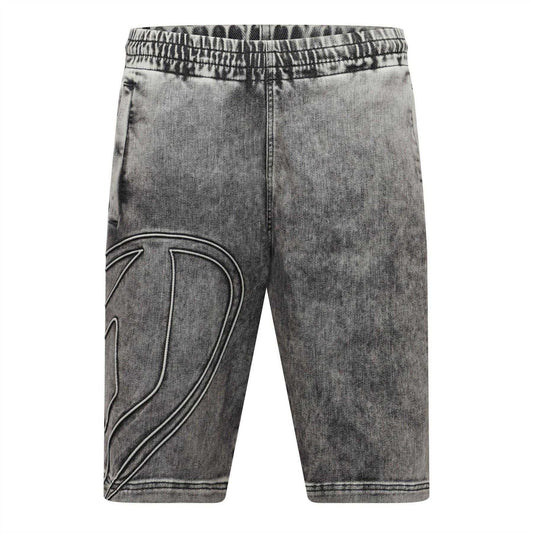 Black-Grey - Front - Diesel Mens Enny Denim Shorts