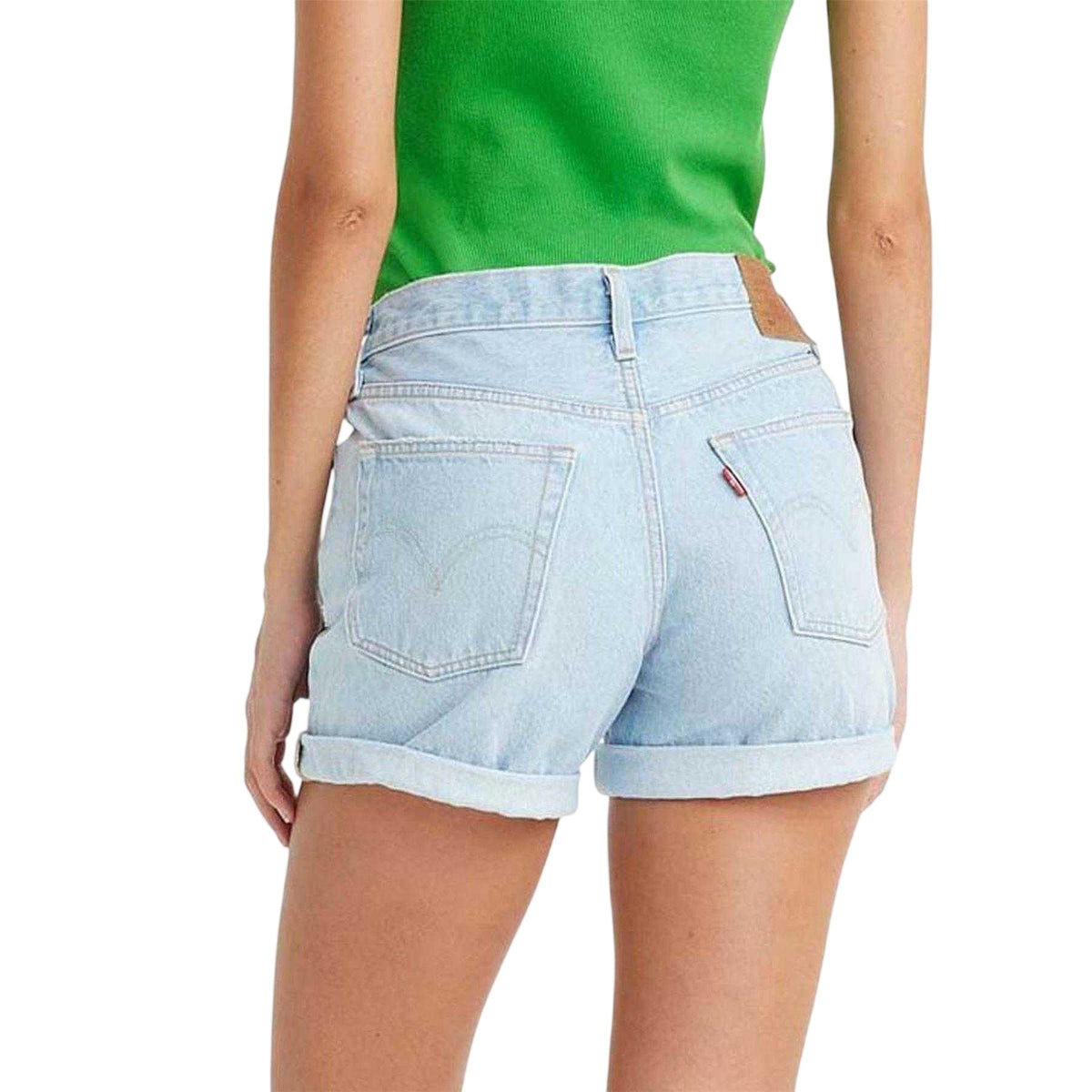 Blue - Back - Levis Womens-Ladies 501 Denim Rolled Hem Shorts