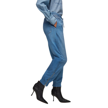 Blue - Side - Hugo Boss Womens-Ladies C_Erag Jersey Trousers