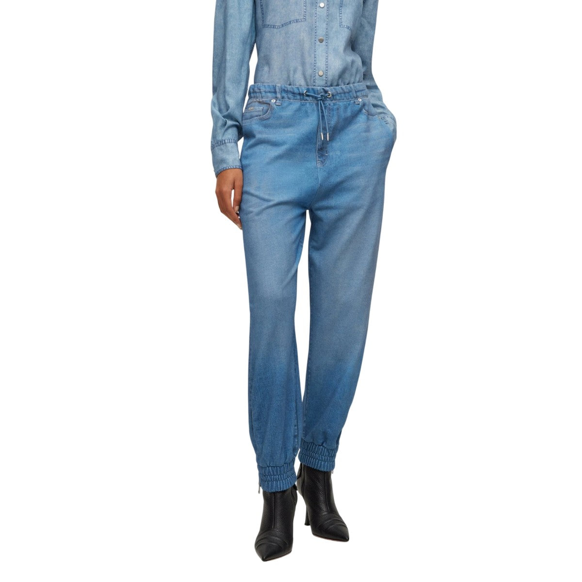 Blue - Pack Shot - Hugo Boss Womens-Ladies C_Erag Jersey Trousers