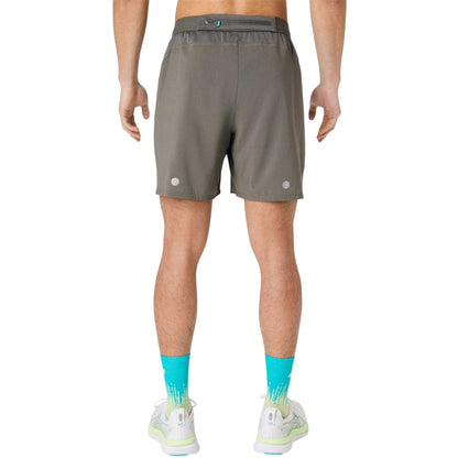 Grey - Back - Asics Mens Road7 2 in 1 Running Shorts