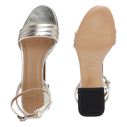 Gold - Lifestyle - Boss Womens-Ladies Melanie Leather Sandals