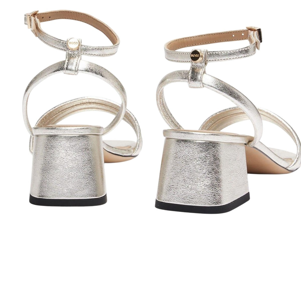 Gold - Back - Boss Womens-Ladies Melanie Leather Sandals