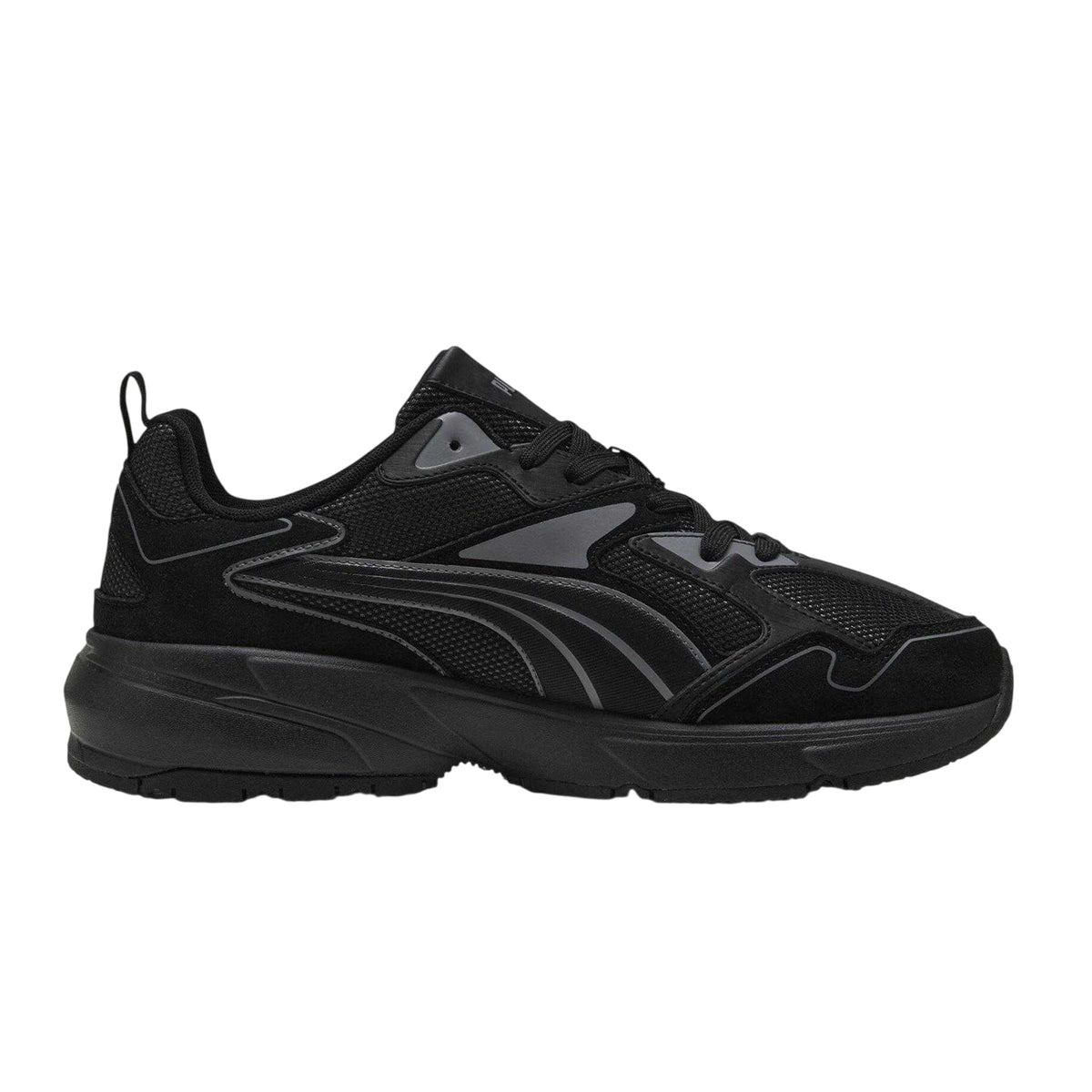 Black-Grey - Front - Puma Mens Galactic Textured Suede Lace Up Walking Trainers