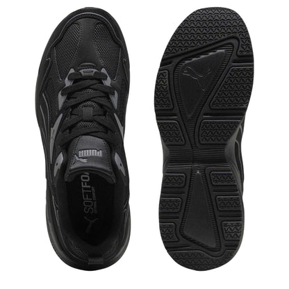 Black-Grey - Side - Puma Mens Galactic Textured Suede Lace Up Walking Trainers