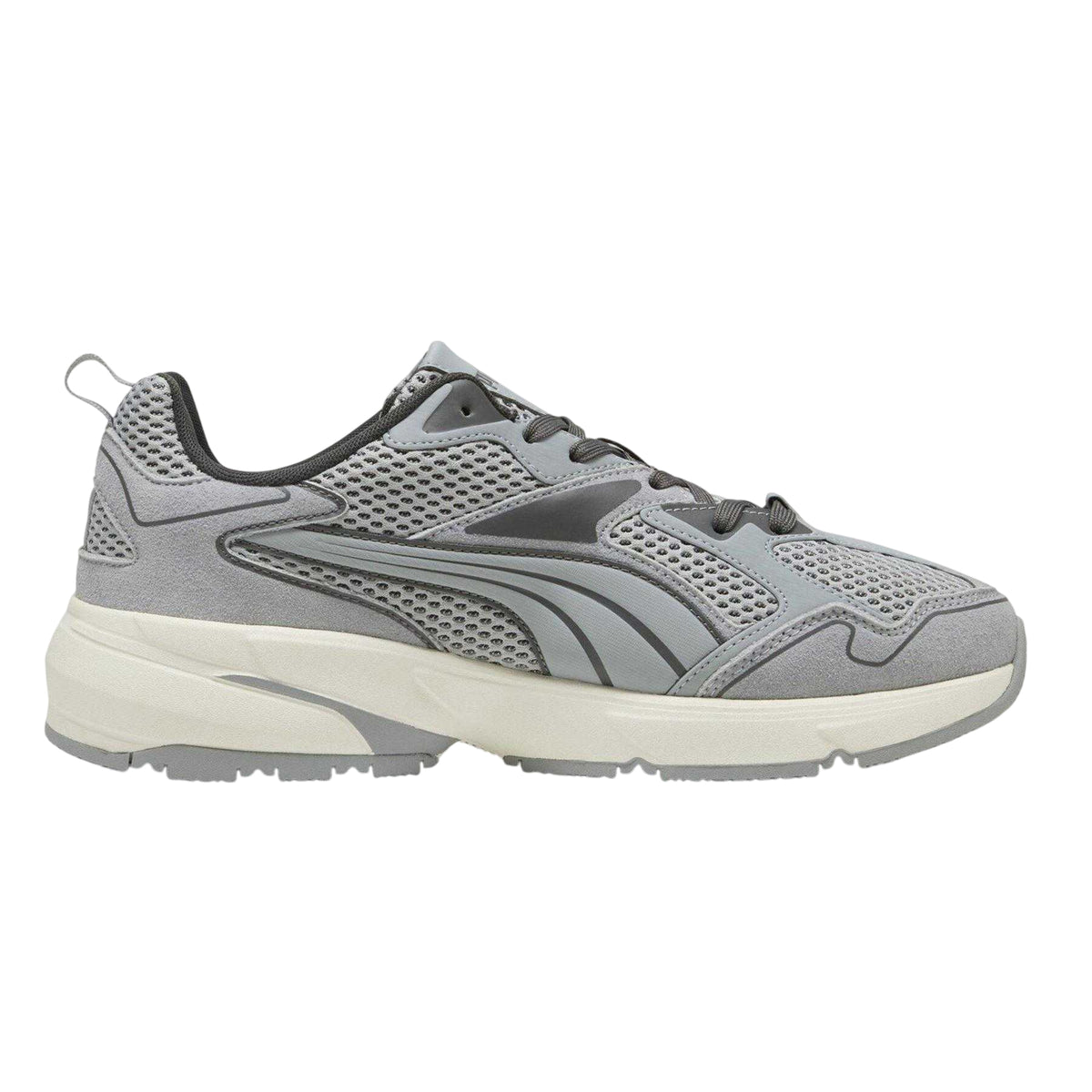 Grey-White - Front - Puma Mens Galactic Textured Suede Lace Up Walking Trainers