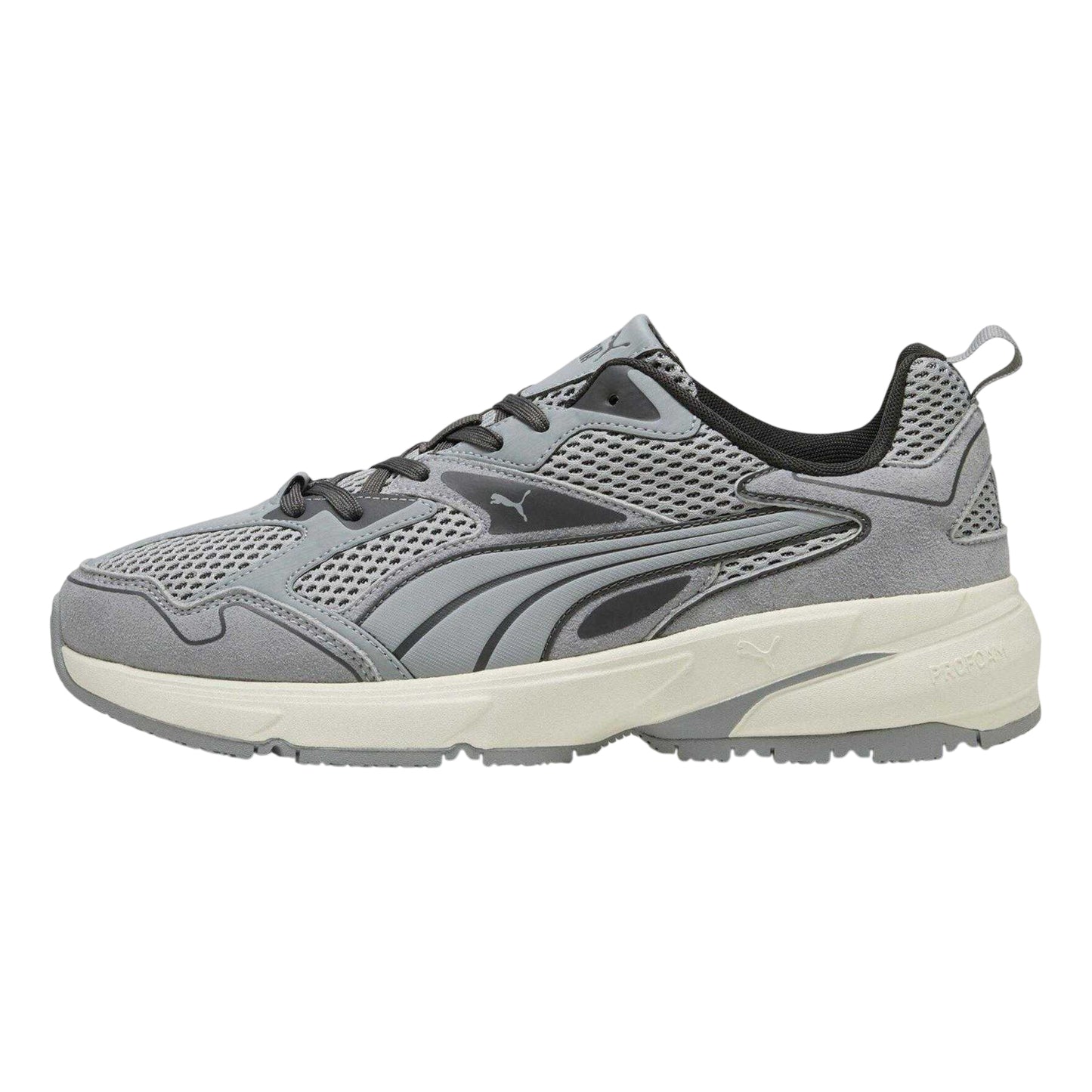 Grey-White - Back - Puma Mens Galactic Textured Suede Lace Up Walking Trainers