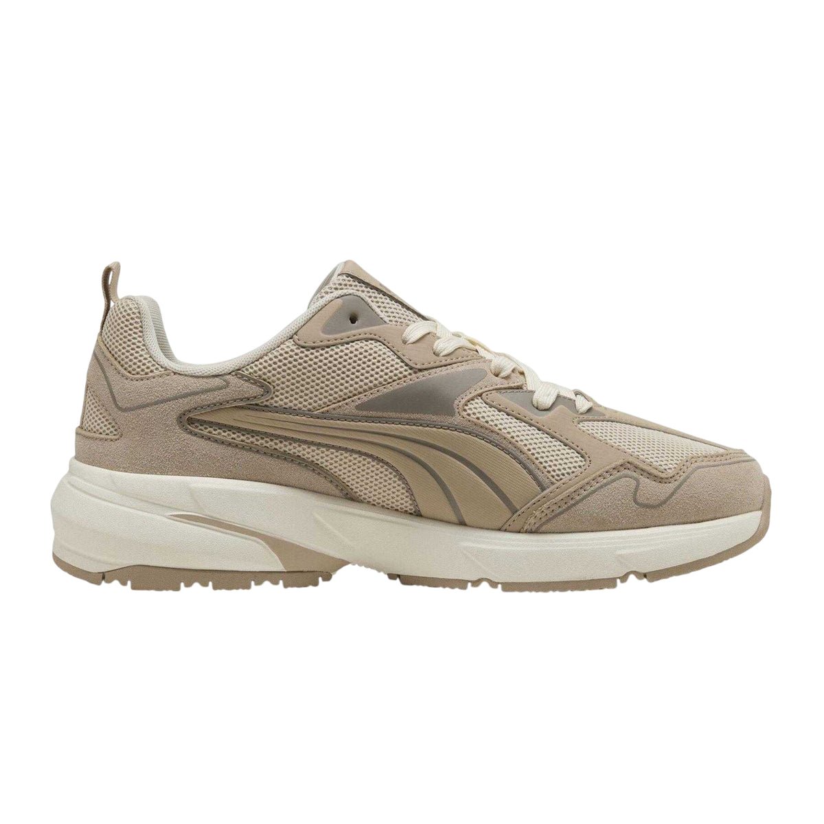 Birch-White - Front - Puma Mens Galactic Textured Suede Lace Up Walking Trainers