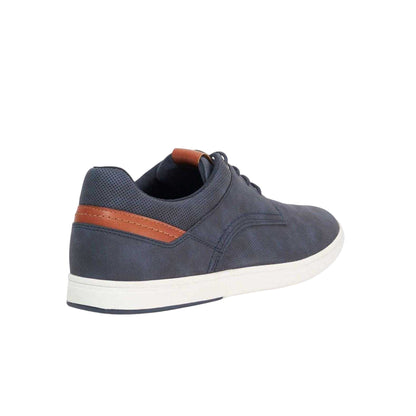 Navy - Back - Dune London Mens Tailors Suede Trainers