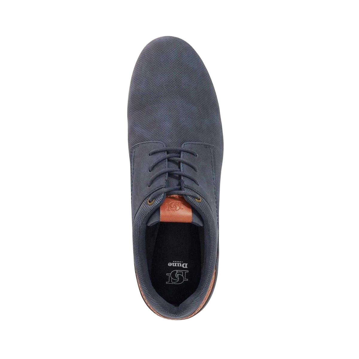 Navy - Side - Dune London Mens Tailors Suede Trainers