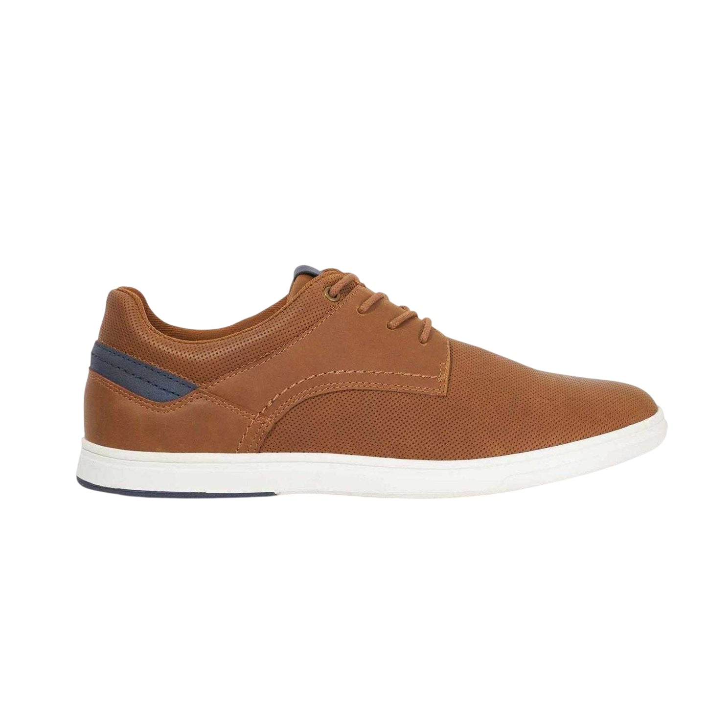 Tan - Front - Dune London Mens Tailors Suede Trainers