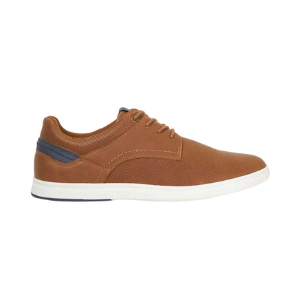 Tan - Front - Dune London Mens Tailors Suede Trainers